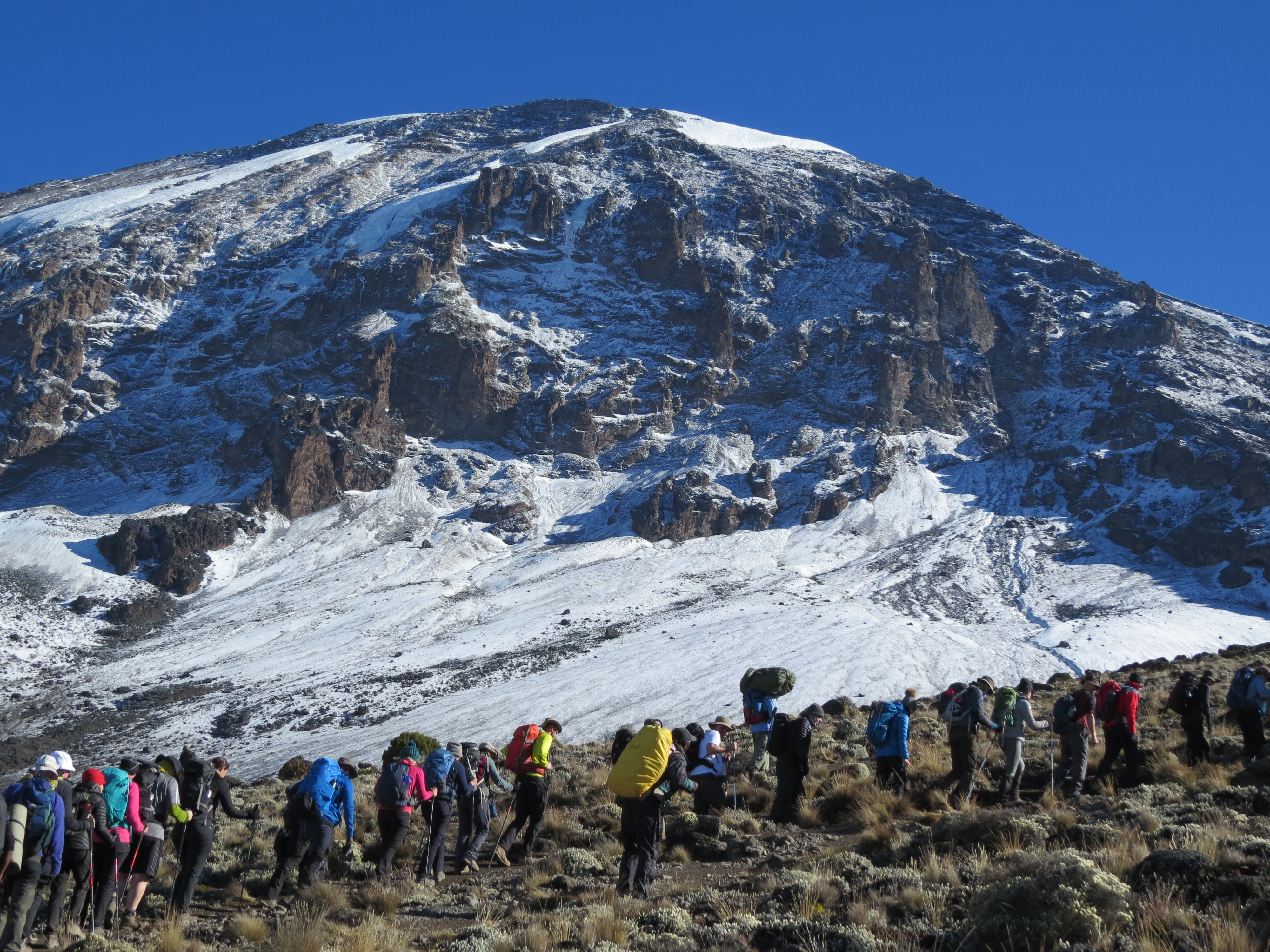 People trekking Mt. Kilimanjaro